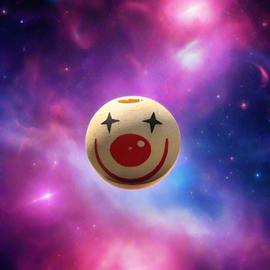 Creepy Wooden Clown Bead