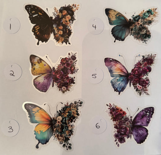 Transparent Floral Butterfly Sticker