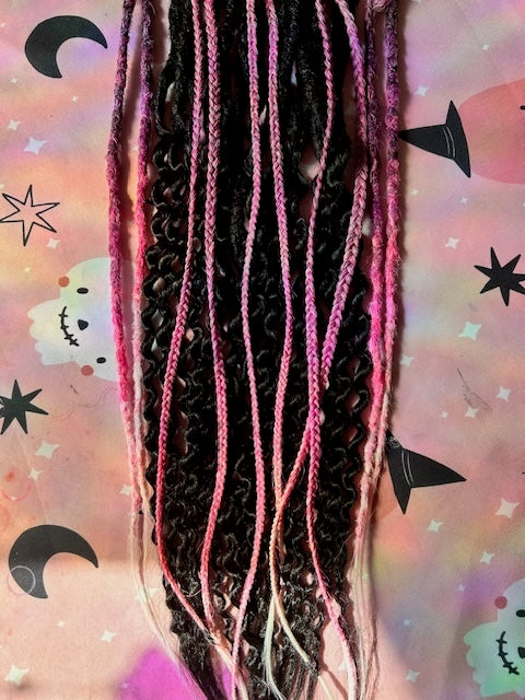 Black With Pink to White Ombre Dreadlocks