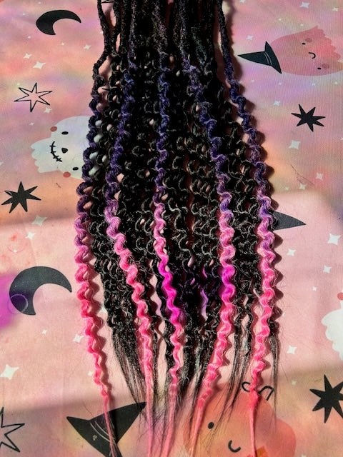 Black With Purple & Pink Ombre Dreadlocks