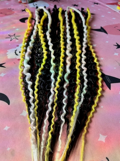 Black, Yellow, and White Dreadlocks (Bumblebee)