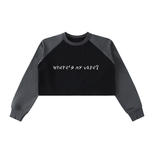 Raw-Hem Color-Block Raglan Crop Sweatshirt