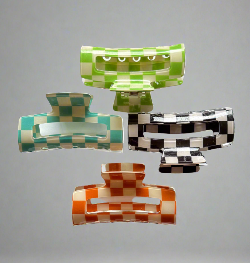 Checkered Hair Claw Clip