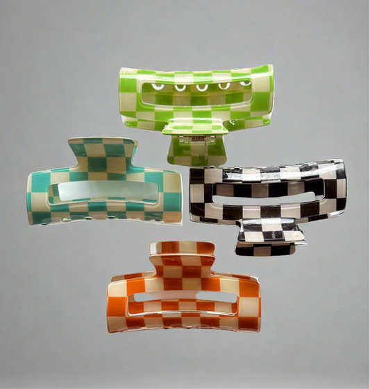 Checkered Hair Claw Clip