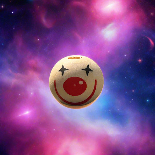 Creepy Wooden Clown Bead