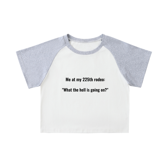 Color-Blocked Raglan Sleeve Crop Top