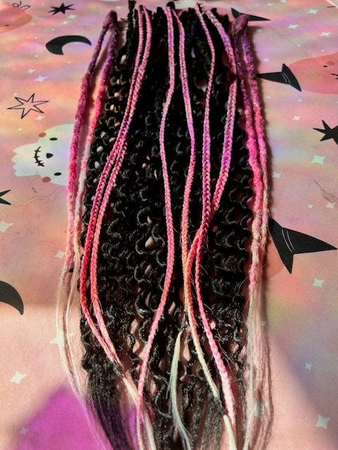 Black With Pink to White Ombre Dreadlocks