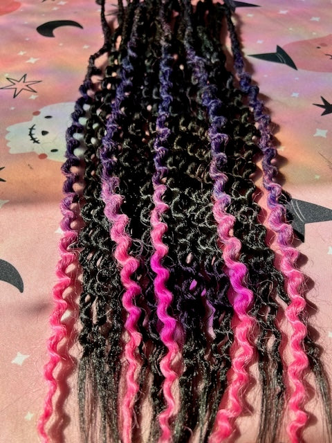 Black With Purple & Pink Ombre Dreadlocks