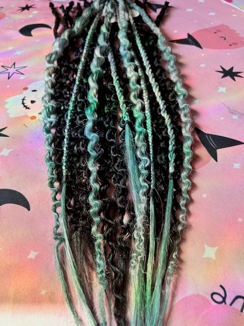 Black & Steel Green Dreadlocks